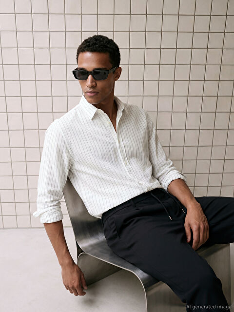 LCW Vision Regular Fit Çizgili Erkek Gömlek - S69913Z8-LFC