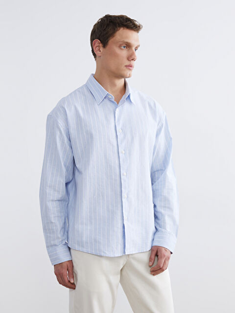 LCW Vision Relaxed Fit Striped Men's Shirt - S69916Z8-LEN