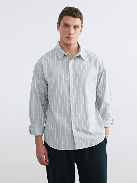 LCW Vision Relaxed Fit Striped Men's Shirt - S69916Z8-LFH