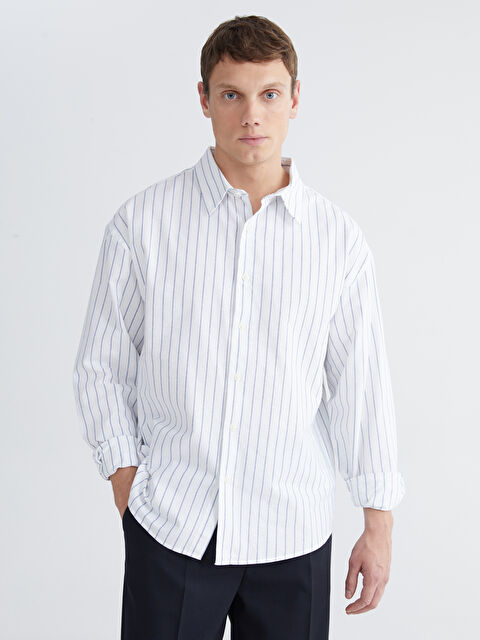 LCW Vision Relaxed Fit Striped Men's Shirt - S69916Z8-LJX