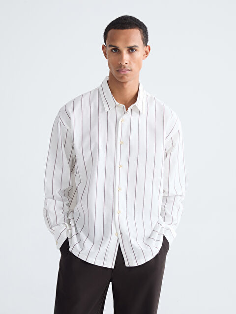 LCW Vision Chemise Texturée Rayée Coupe Décontractée pour Homme - S69919Z8-LEW