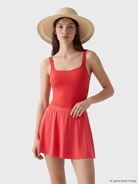 LCW DREAM Beli Lastikli Kadın Yüzme Şort Etek