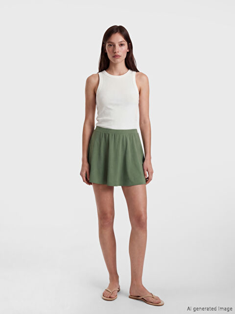 LCW DREAM Beli Lastikli Kadın Yüzme Şort Etek