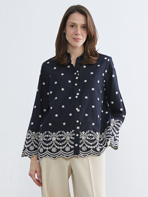 LCW Grace Embroidered Poplin Women's Shirt - S6AA74Z8-HRC