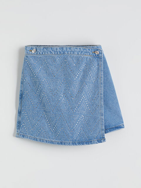 LCW Kids Taşlı Kız Çocuk Jean Şort Etek - S6AA75Z4-H45