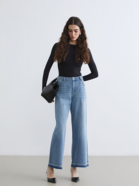 LCW Jeans әйелдерге арналған кең балақ джинс шалбар - S6AB11Z8-507