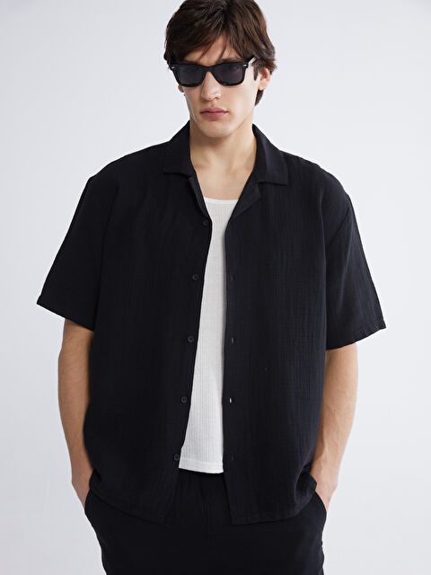 XSIDE Loose Fit Resort Yaka Müslin Erkek Gömlek - S6AB29Z8-RQL