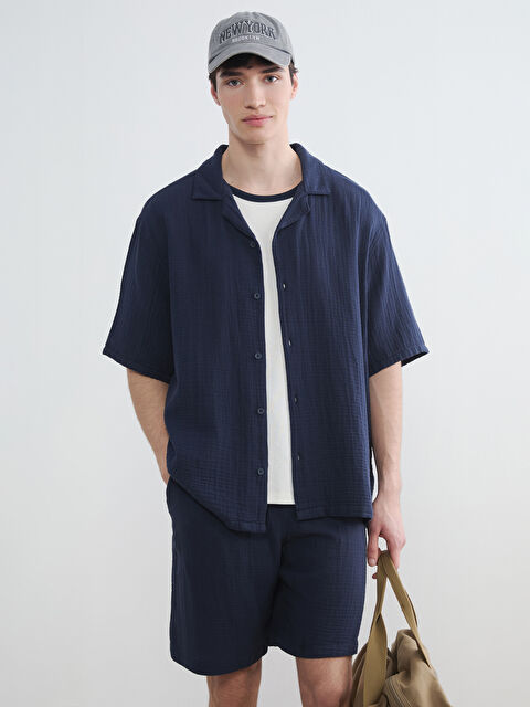 XSIDE Loose Fit Resort Yaka Müslin Erkek Gömlek - S6AB29Z8-Z46