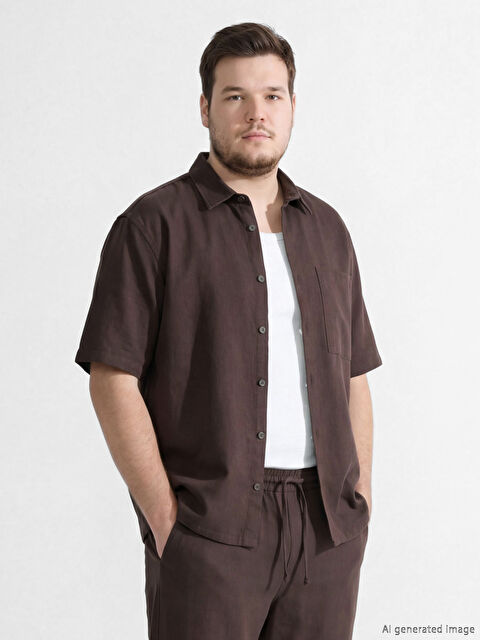 XSIDE Loose Fit Keten Görünümlü Erkek Gömlek