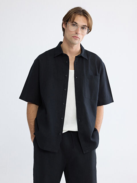 XSIDE Loose Fit Keten Görünümlü Erkek Gömlek - S6AB30Z8-RQL