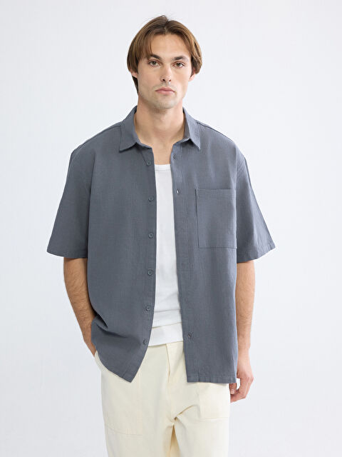 XSIDE Loose Fit Keten Görünümlü Erkek Gömlek - S6AB30Z8-YRH
