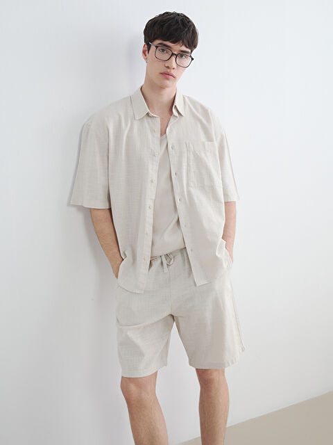 XSIDE Muška košulja širokog kroja sa izgledom lana