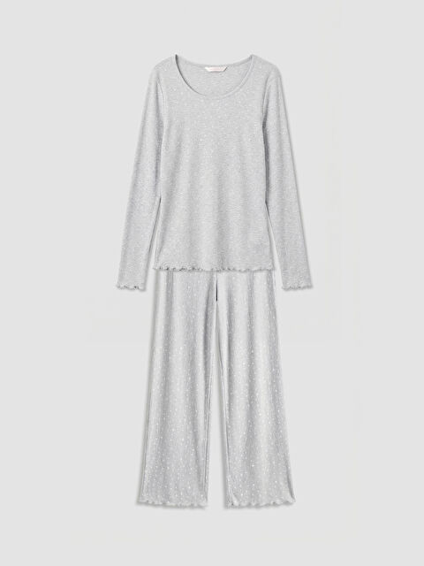 LCW DREAM Bisiklet Yaka Desenli Kadın Pijama Takım - S6AB40Z8-LRR