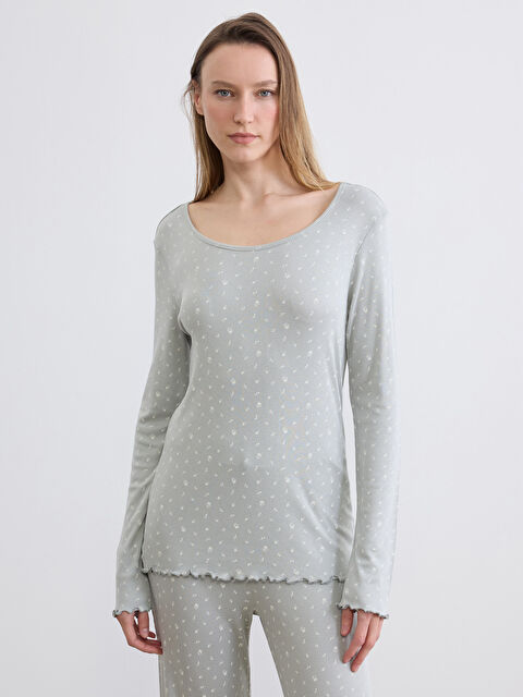 LCW DREAM Bisiklet Yaka Desenli Kadın Pijama Takım - S6AB40Z8-LRR