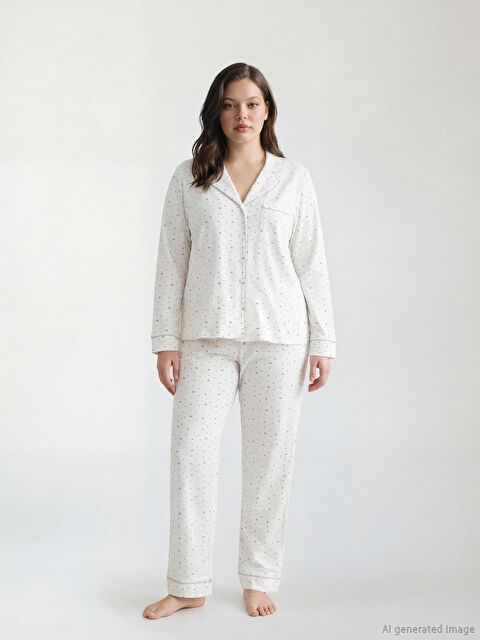 LCW DREAM Women's Floral Collar Pajama Set - S6AB44Z8-LRA