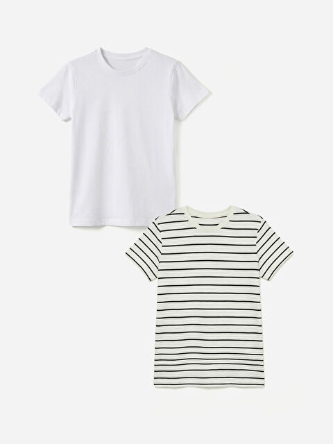 LCW Kids Bisiklet Yaka Kız Çocuk Tişört 2'li - S6AB47Z4-LEG