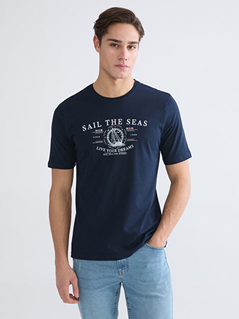 LCWAIKIKI Classic Bisiklet Yaka Baskılı Penye Erkek Tişört - S6AB59Z8-DWP