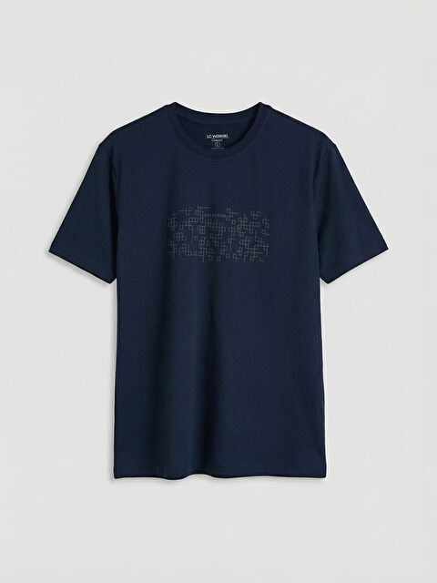 LCWAIKIKI Classic Bisiklet Yaka Baskılı Penye Erkek Tişört - S6AB63Z8-DWP