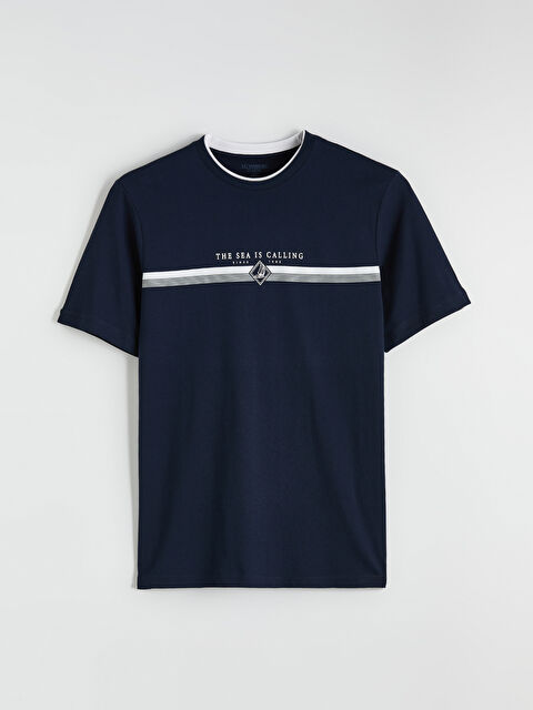 LCWAIKIKI Classic Bisiklet Yaka Baskılı Penye Erkek Tişört - S6AB67Z8-DWP