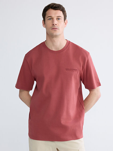 LCWAIKIKI Classic Rahat Kalıp Bisiklet Yaka Nakışlı Erkek Tişört - S6AB68Z8-HMN