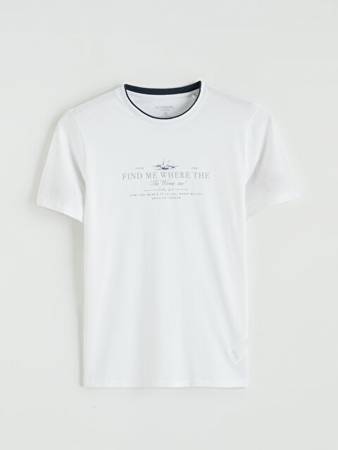 LCWAIKIKI Classic Bisiklet Yaka Baskılı Penye Erkek Tişört - S6AB71Z8-Q6K