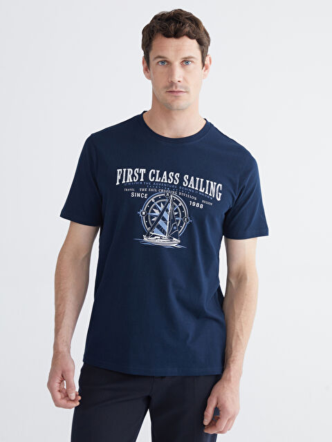 LCWAIKIKI Classic Bisiklet Yaka Baskılı Penye Erkek Tişört - S6AB73Z8-DWP