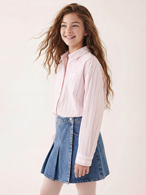 LCW Kids Pili Detaylı Kız Çocuk Jean Etek - S6AB76Z4-H45
