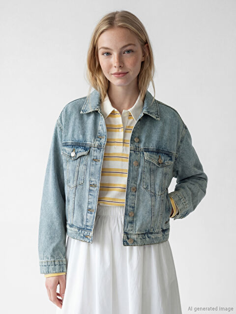 XSIDE جاكيت دنيم للسيدات بياقة