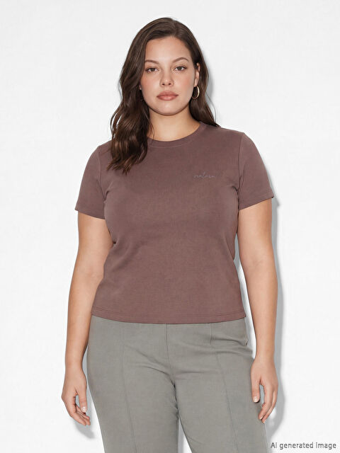 LCW Vision Embroidered soft-touch crew neck tee. - S6AC88Z8-H2Q