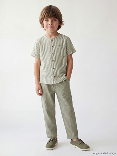 LCW Kids Hakim Yaka Çizgili Erkek Çocuk Gömlek ve Pantolon