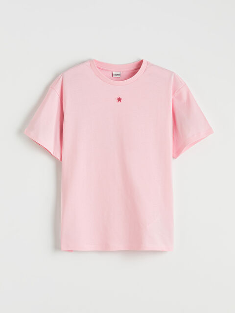 LCW Kids Bisiklet Yaka Nakış Detaylı Kız Çocuk Tişört - S6AE93Z4-FWJ