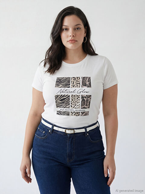 LCW EVERYDAY Crew Neck Printed Women's T-Shirt - S6AF45Z8-FEW