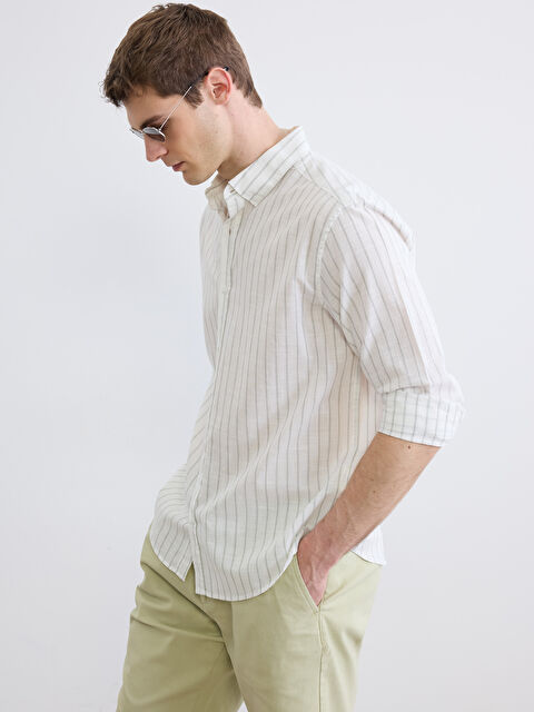 LCW Vision მამაკაცები კრემისფერი პერანგი - S6AG45Z8-LFC