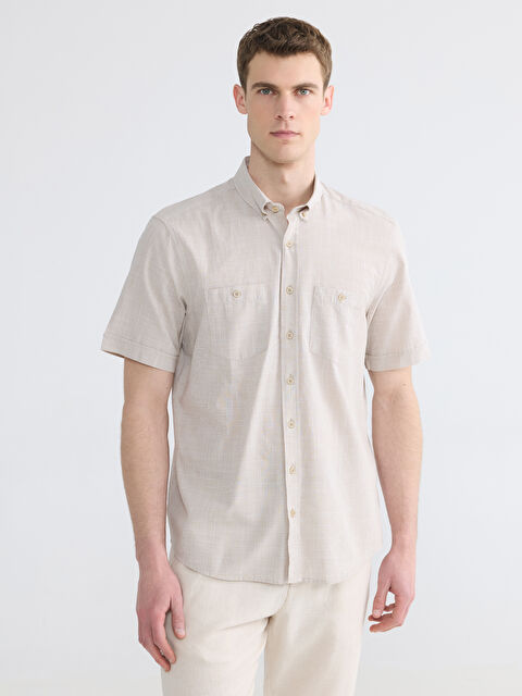 LCWAIKIKI Classic Regular Fit Erkek Keten Görünümlü Gömlek