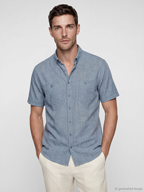 LCWAIKIKI Classic Regular Fit Erkek Keten Görünümlü Gömlek