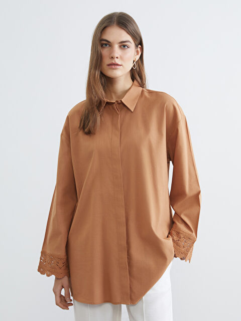 LCWAIKIKI Classic Oversized Women's Tunic Shirt with Lace Details - S6AH33Z8-1Y6