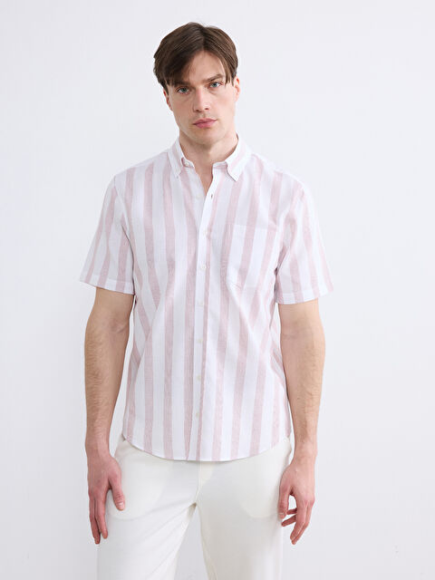 LCWAIKIKI Classic Πουκάμισο Regular Fit με Ρίγες και Υφή Dobby - S6AH38Z8-LFA