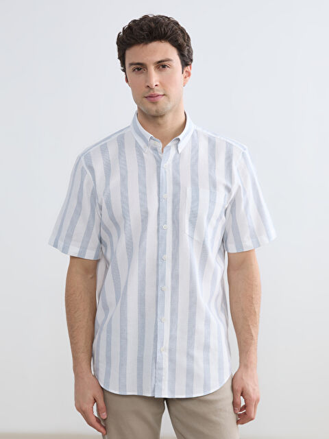 LCWAIKIKI Classic Regular Fit Çizgili Armürlü Erkek Gömlek