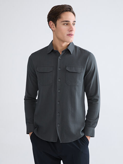 LCWAIKIKI Classic Regular Fit Keten Karışım Erkek Gömlek - S6AH46Z8-R4W