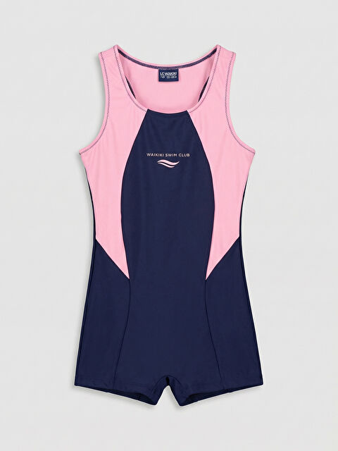 LCW Kids Renk Bloklu Kız Çocuk Şortlu Mayo