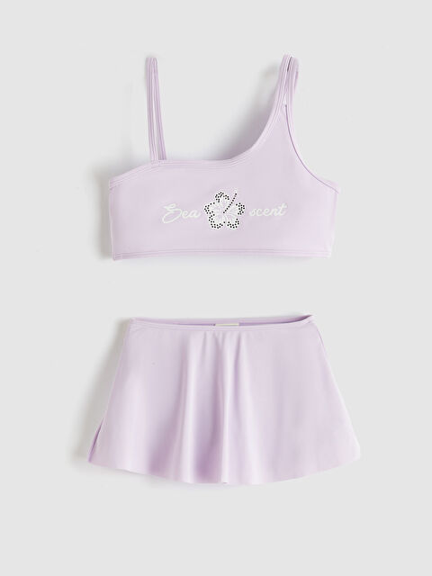 LCW Kids Baskılı Kız Çocuk Etekli Bikini