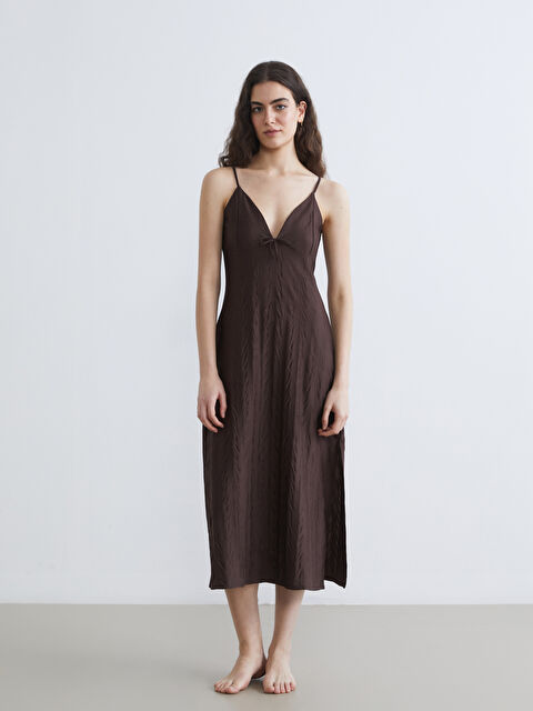 LCW DREAM V Yaka Desenli Askılı Kadın Fantezi Gecelik - S6AI98Z8-JR3