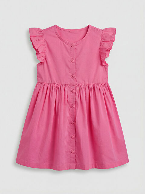 LCW Kids Sleeveless Ruffled Crew Neck Girls' Linen Dress - S6AJ18Z1-FNL