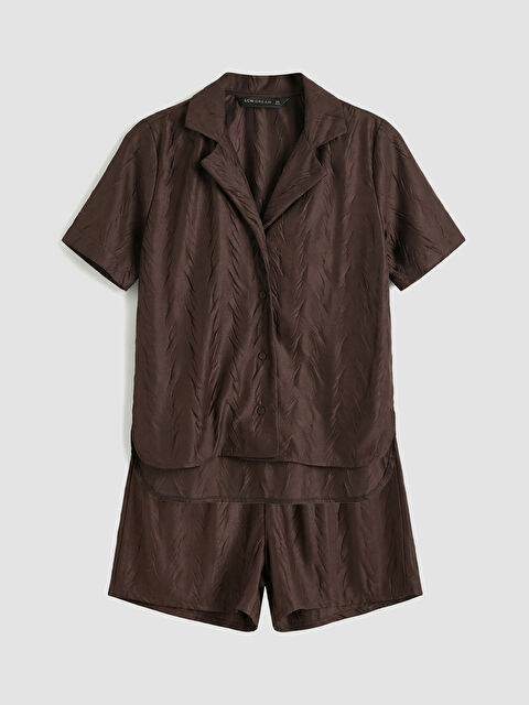 LCW DREAM Gömlek Yaka Desenli Kadın Şortlu Pijama Takımı - S6AJ46Z8-JR3