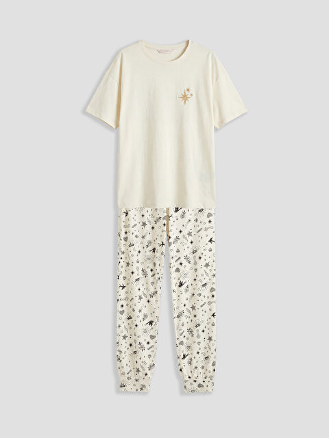 LCW DREAM Bisiklet Yaka Baskılı Kadın Pijama Takımı - S6AJ60Z8-LRA