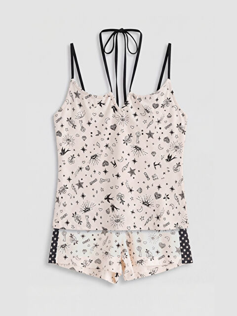 LCW DREAM Desenli Askılı Kadın Şortlu Pijama Takımı - S6AJ92Z8-LRA