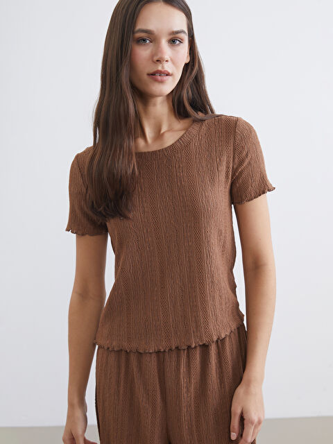 LCW DREAM طقم بيجامات كابري بني امرأة - S6AJ94Z8-R1V