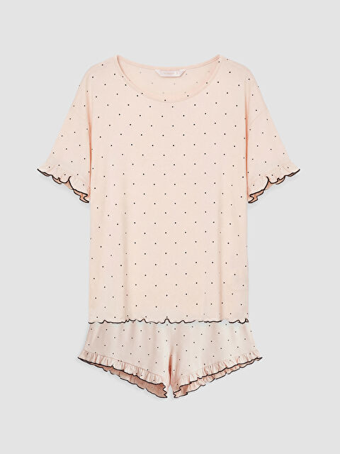 LCW DREAM Bisiklet Yaka Puantiyeli Kadın Şortlu Pijama Takımı - S6AJ96Z8-LQA