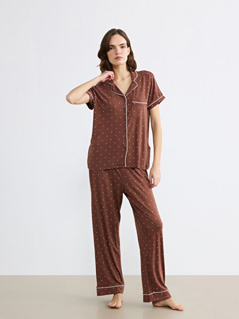 LCW DREAM Gömlek Yaka Puantiyeli Kadın Pijama Takımı - S6AJ98Z8-LQY