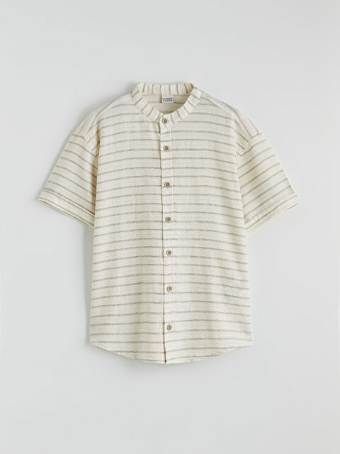 LCW Kids Erkek Çocuk Çizgili Hakim Yaka Kısa Kollu Gömlek - S6AK16Z4-LE8